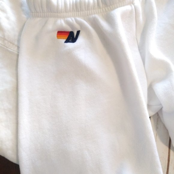 Aviator Nation White Joggers with Red and Blue Stripes - Picture 7 of 7